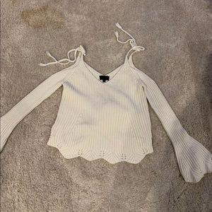 Intermix cold shoulder sweater